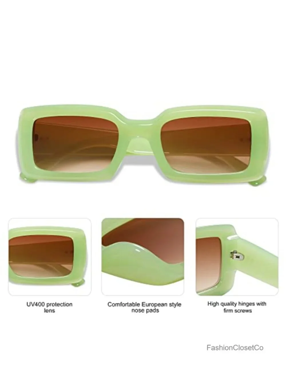 Retro Rectangle Sunglasses for Women Men UV400 Protection Chunky Frame